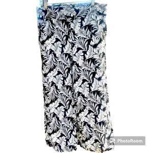 Adrienne vittadini leaf print wide leg pull on casual high rise pants